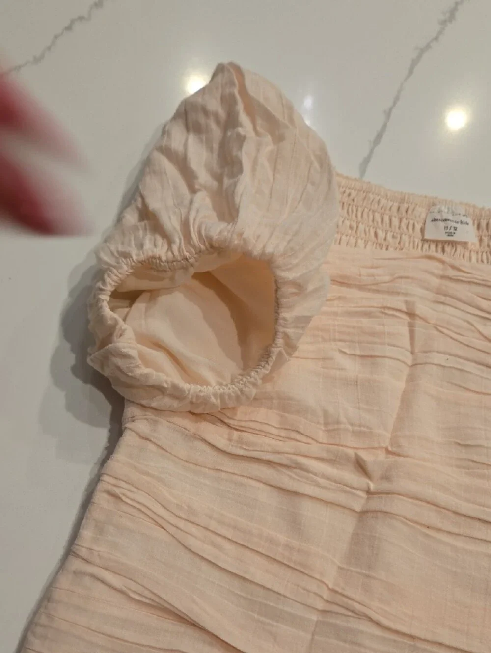 abercrombie kids Light Peach Two Piece Smocked Waist Skort And Puff Sleeve Shirt